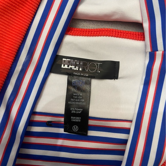 New! beach riot striped bikini top red white blue 10014 - Picture 5 of 7